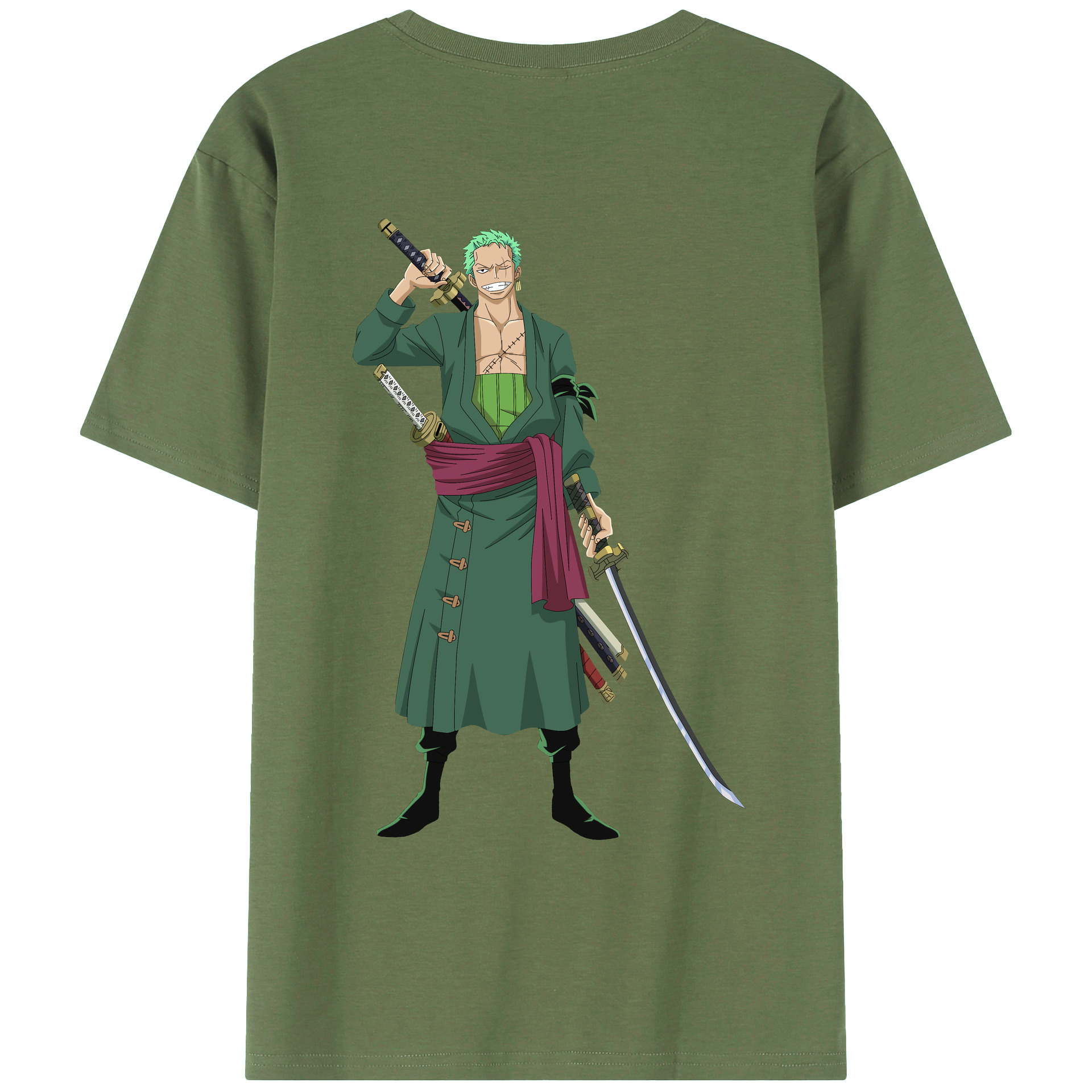 ワンピース ロロノア・ゾロ ONE PIECE Roronoa Zoro 綿100％ メンズ半袖Tシャツ（バックプリント） 通気性